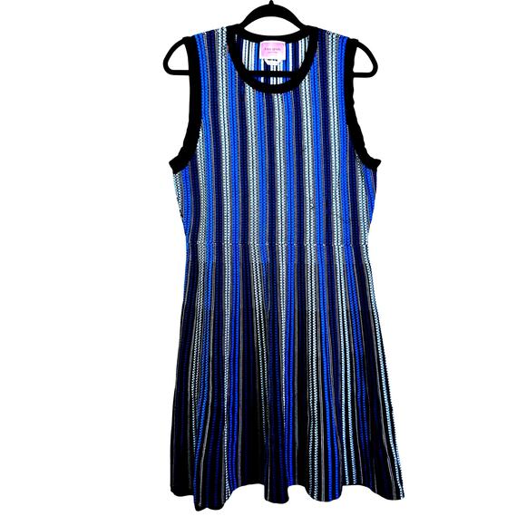 KATE SPADE Dress Sleeveless Striped Sweater Knit Knee Length Crew Neck New York - Picture 2 of 13